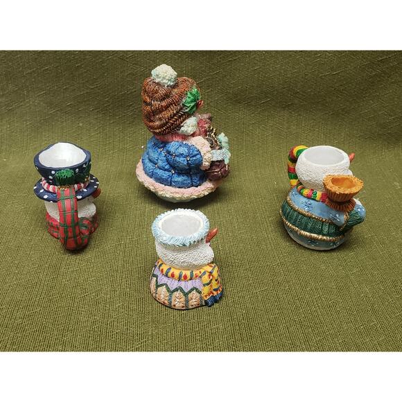 Festive Holiday 4 Piece Snowman Miniature Figurines - Beautiful Christmas Decor - Picture 2 of 9